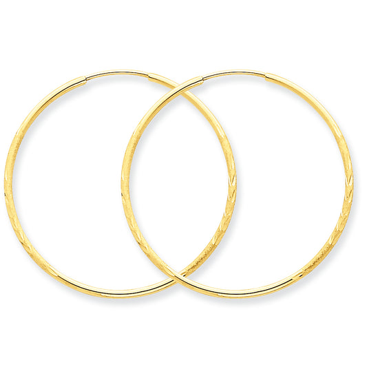 14K Gold 1.25mm D/C Endless Hoop Earring