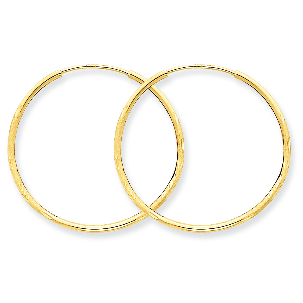 14K Gold 1.25mm D/C Endless Hoop Earring