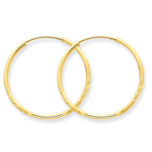 14K Gold 1.25mm D/C Endless Hoop Earring