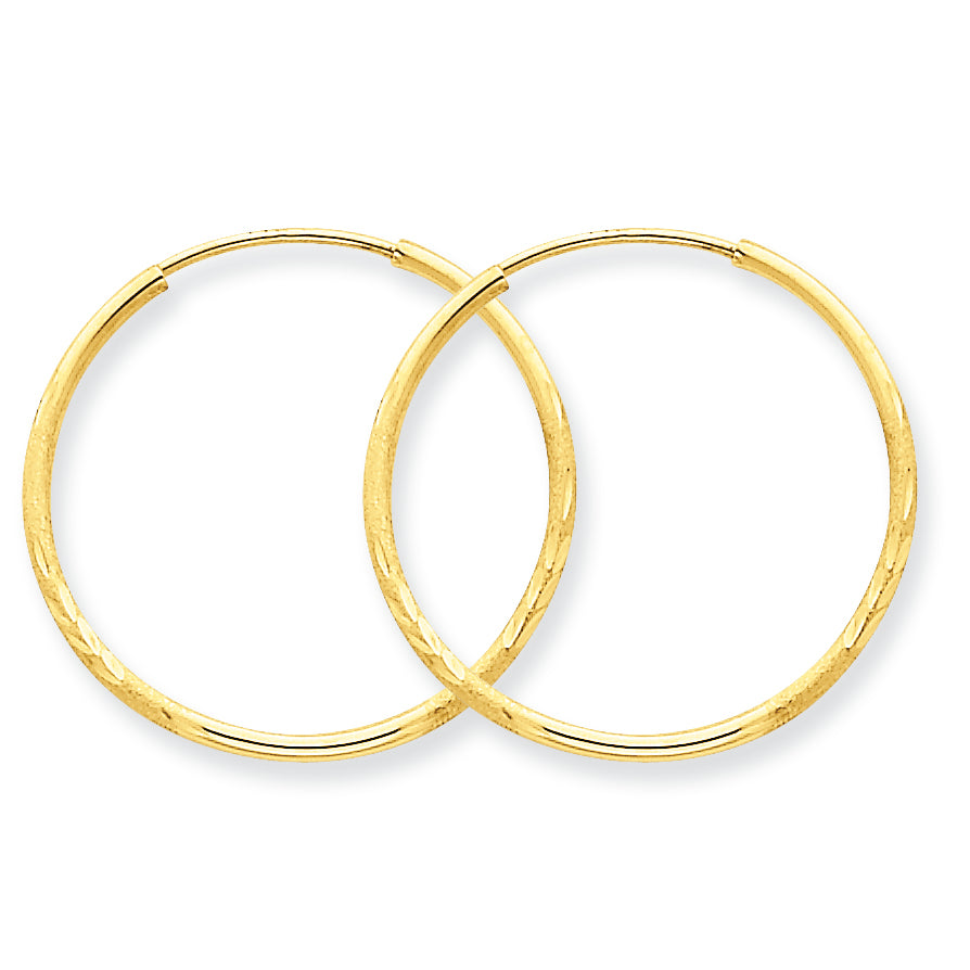 14K Gold 1.25mm D/C Endless Hoop Earring