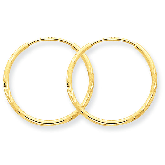 14K Gold 1.25mm D/C Endless Hoop Earring