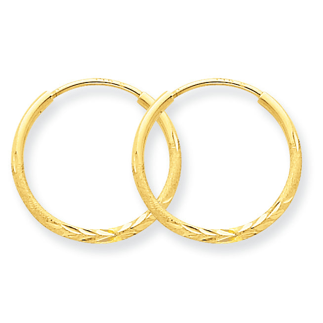 14K Gold 1.25mm D/C Endless Hoop Earring
