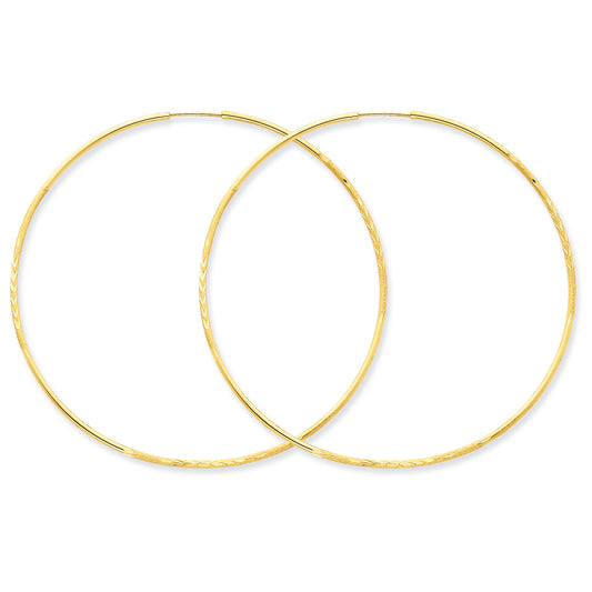 14K Gold 1.25mm D/C Endless Hoop Earring