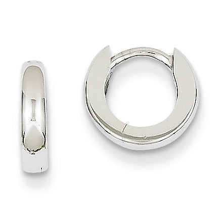 14K White Gold Polished Hinged Hoop Earrings