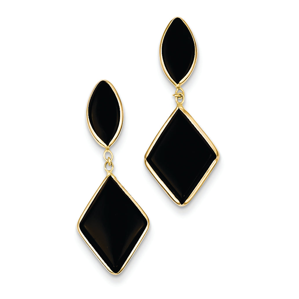 14K Gold Onyx Dangle Earrings