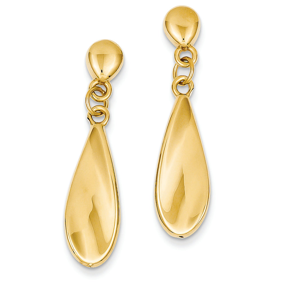 14K Gold Tear Drop Dangle Post Earrings