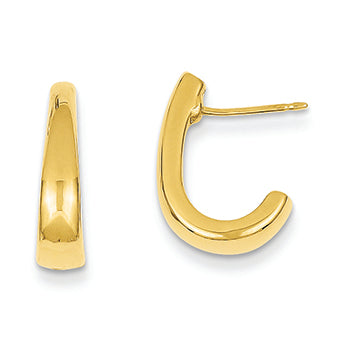 14K Gold Polished J Hoop Post Earrings