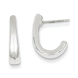 14K White Gold Polished J Hoop Post Earrings