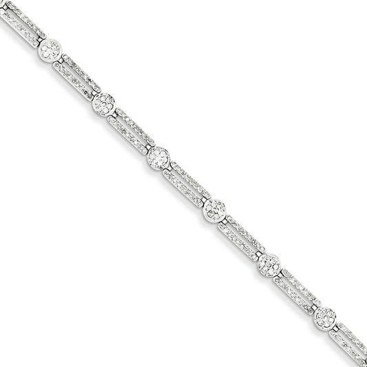 1.3 Carat 14K White Gold Diamond Circle & Rectangle Link Bracelet