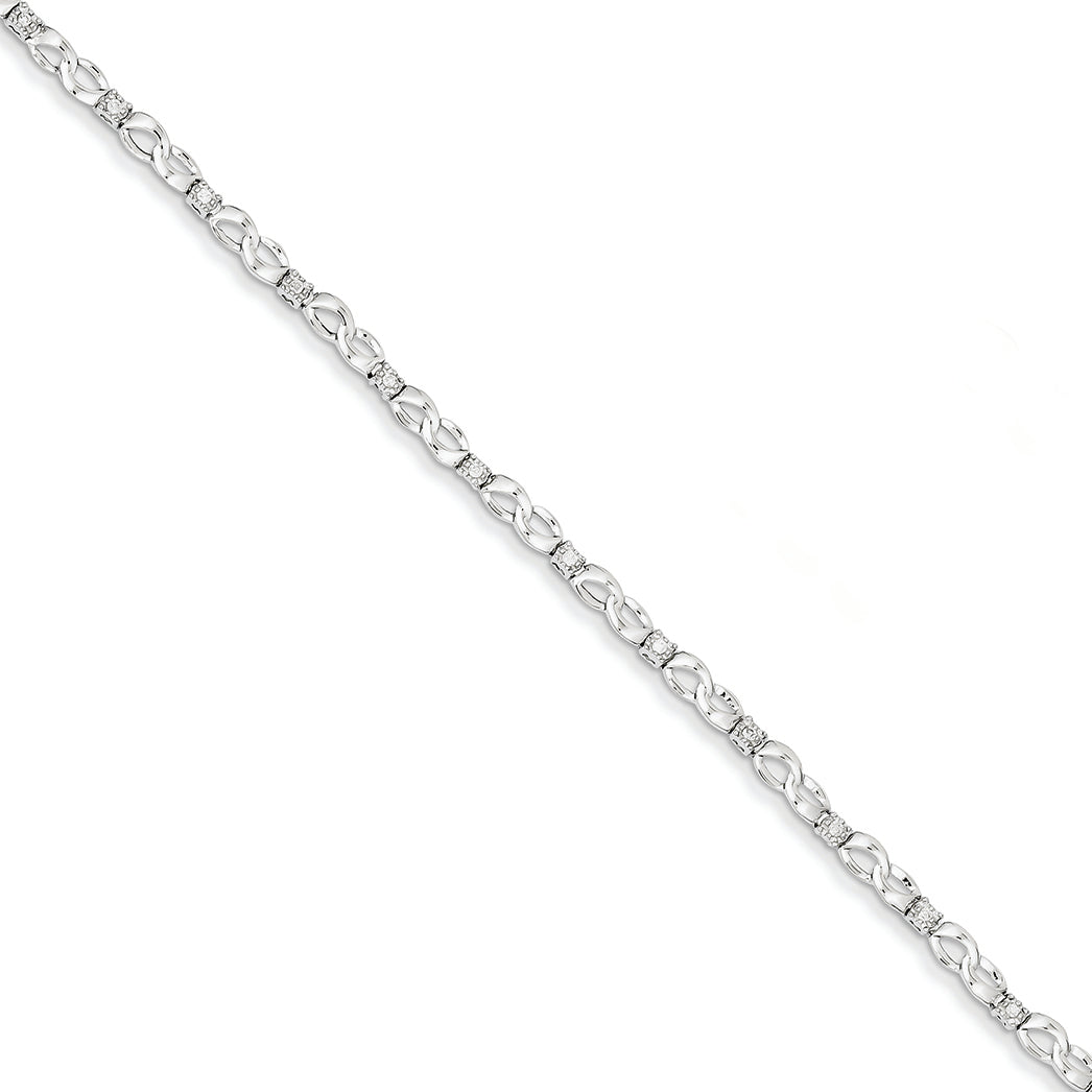 0.2 Carat 14K White Gold Diamond Figure 8 Bracelet