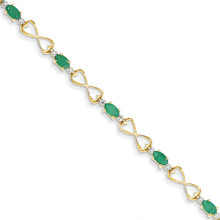 2.5 Carat 14K Gold Diamond and Emerald Oval Bracelet
