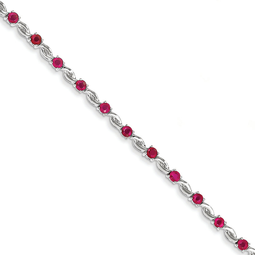 3.4 Carat 14K White Gold w/ Ruby Gemstone Bracelet