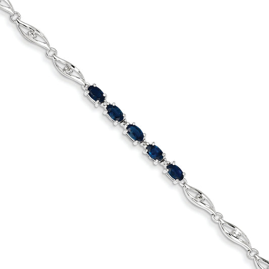 1.6 Carat 14K White Gold w/ Diamond and Sapphire Gemstone Bracelet
