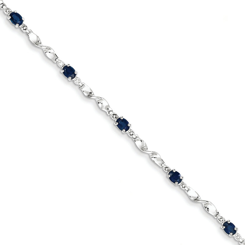 2.1 Carat 14K White Gold w/ Diamond and Sapphire Gemstone Bracelet