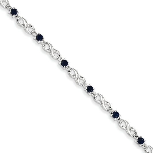 1.8 Carat 14K White Gold w/ Diamond and Sapphire Gemstone Bracelet
