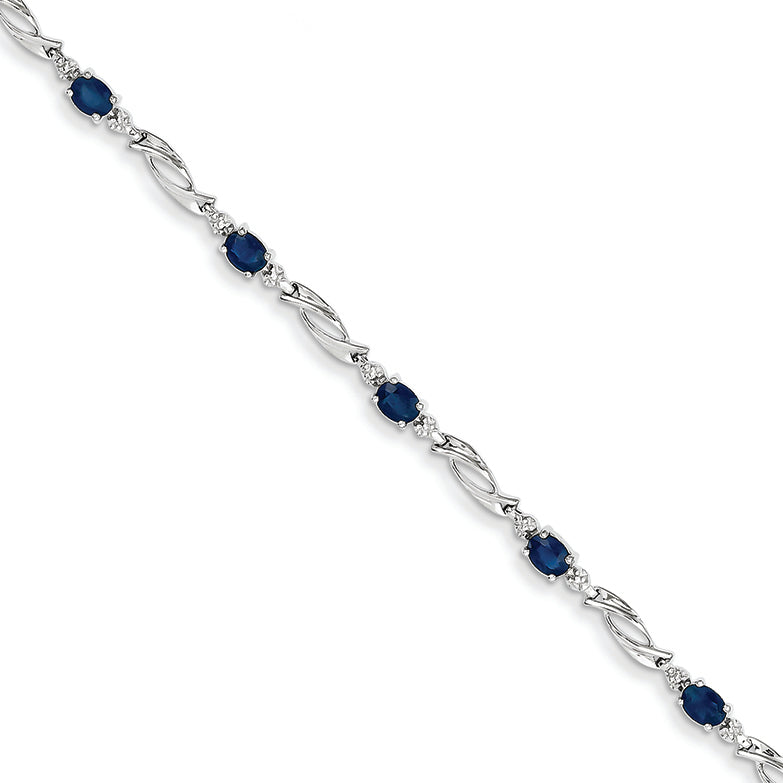2.1 Carat 14K White Gold w/ Diamond and Sapphire Gemstone Bracelet