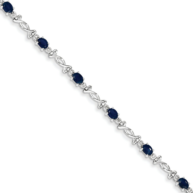 2.5 Carat 14K White Gold w/ Diamond and Sapphire Gemstone Bracelet