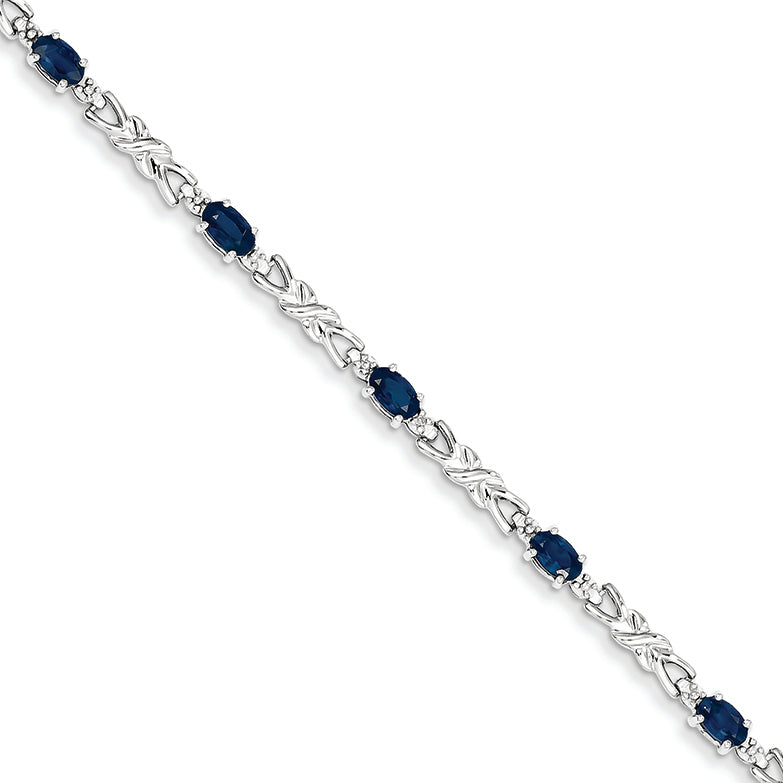 2.8 Carat 14K White Gold w/ Diamond and Sapphire Gemstone Bracelet