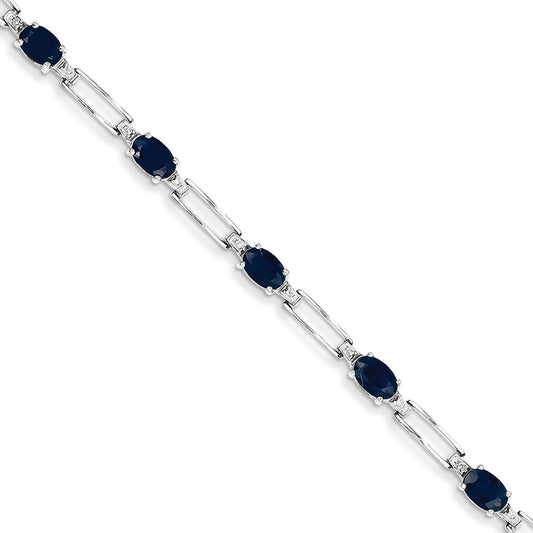 5.2 Carat 14K White Gold w/ Diamond and Sapphire Gemstone Bracelet
