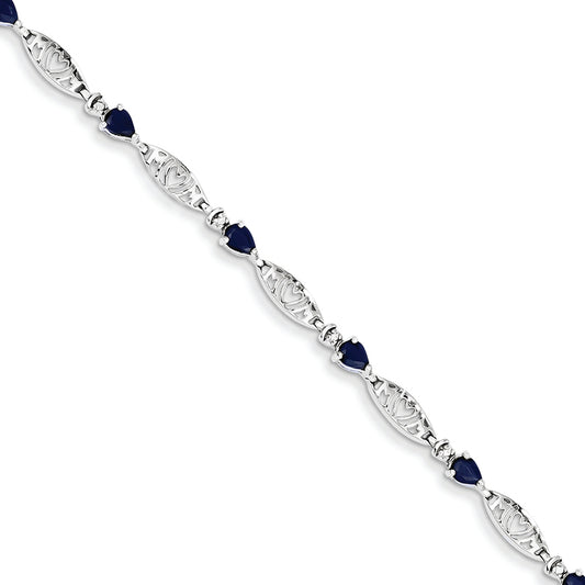 1.8 Carat 14K White Gold w/ Diamond and Sapphire Gemstone Bracelet