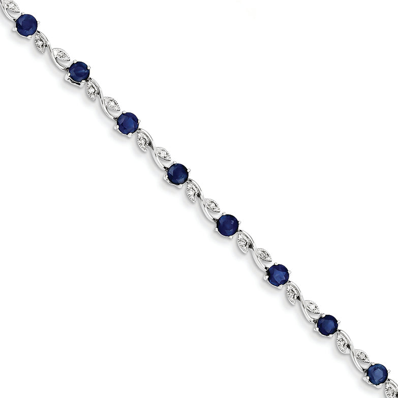 3.1 Carat 14K White Gold Diamond and Sapphire Figure 8 Bracelet
