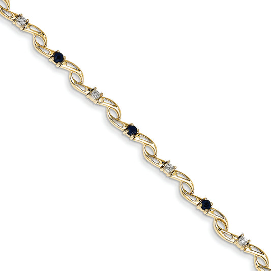 0.9 Carat 14K Gold Diamond and Sapphire Round Bracelet