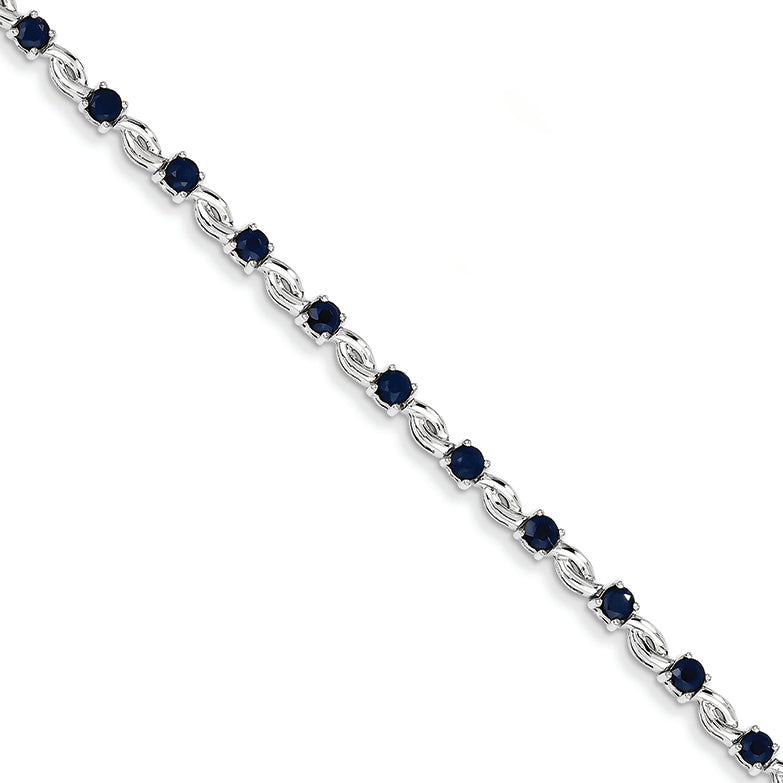 3.4 Carat 14K White Gold w/ Sapphire Gemstone Bracelet
