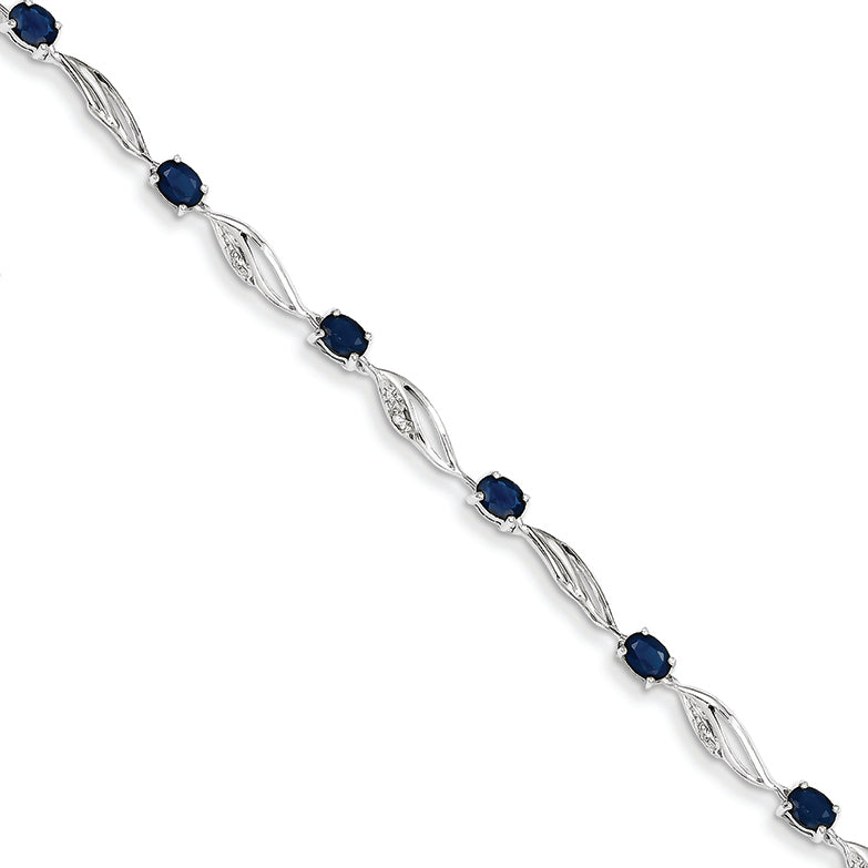 2.8 Carat 14K White Gold w/ Diamond and Sapphire Gemstone Bracelet