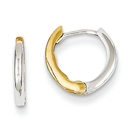 14K Gold Two-tone Mini 1.35mm Hinged Hoop Earrings