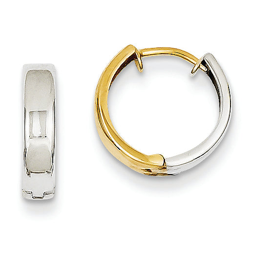 14K Gold Two-tone Hinged Hoop Earrings