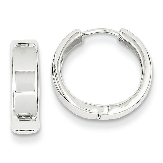 14K White Gold Hinged Hoop Earrings