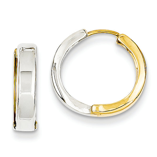 14K Gold Two-tone Hinged Hoop Earrings