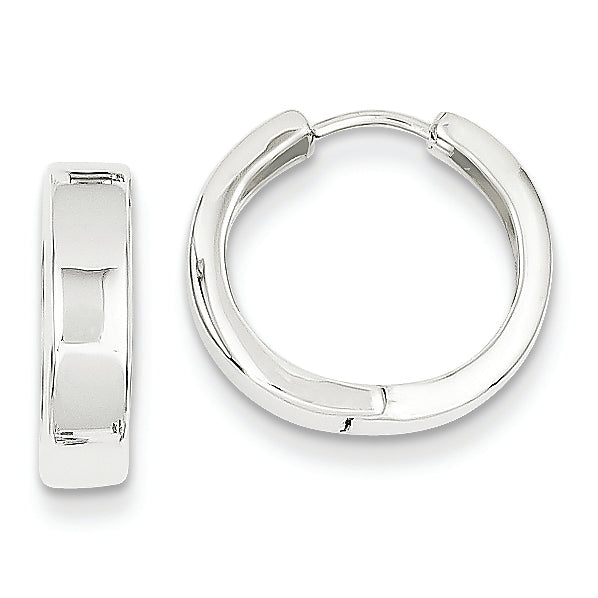 14K White Gold Hinged Hoop Earrings