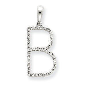 0.1 Carat 14K White Gold Diamond Initial B Pendant