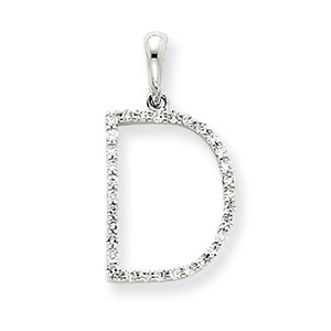 0.1 Carat 14K White Gold Diamond Initial D Pendant