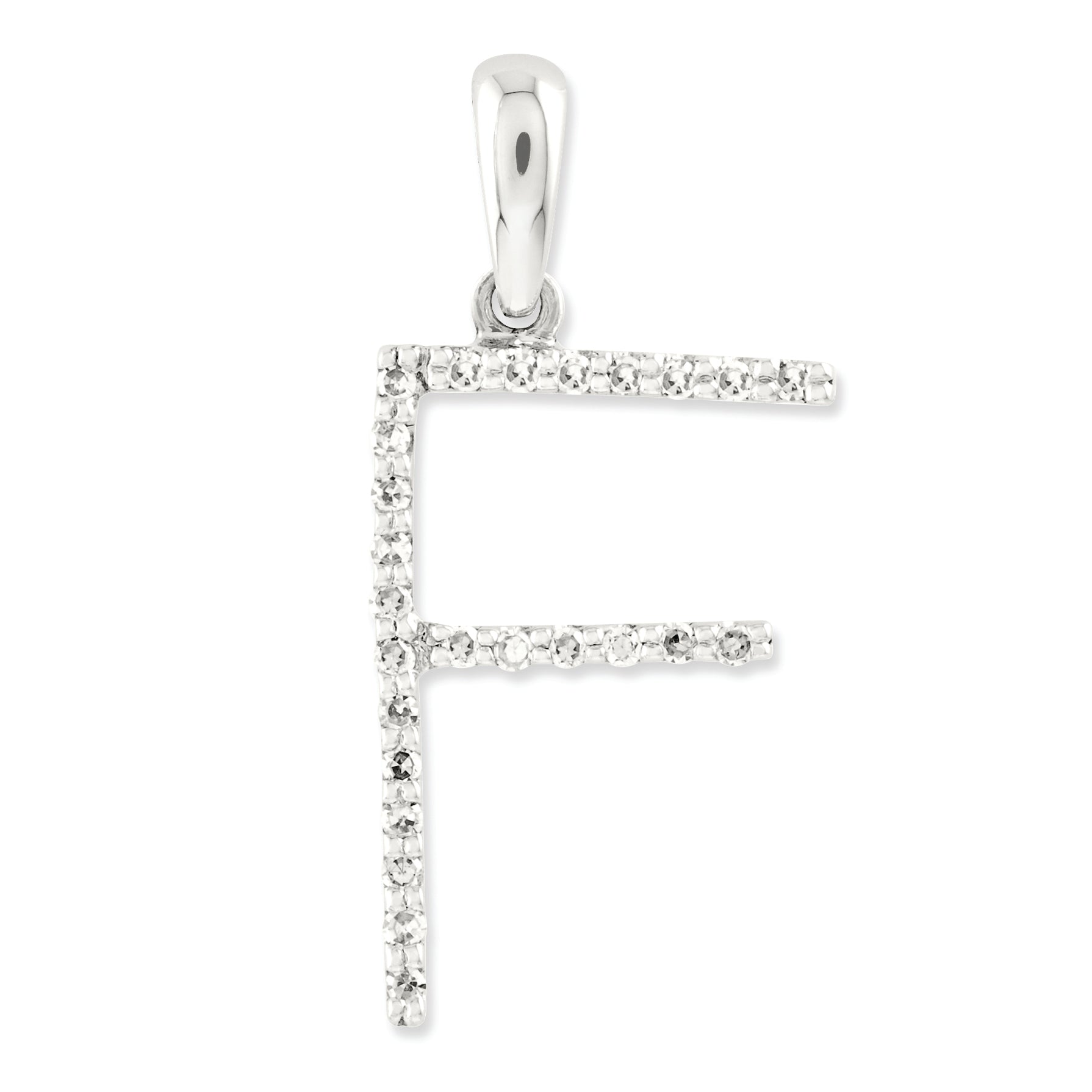 0.1 Carat 14K White Gold Diamond Initial F Pendant