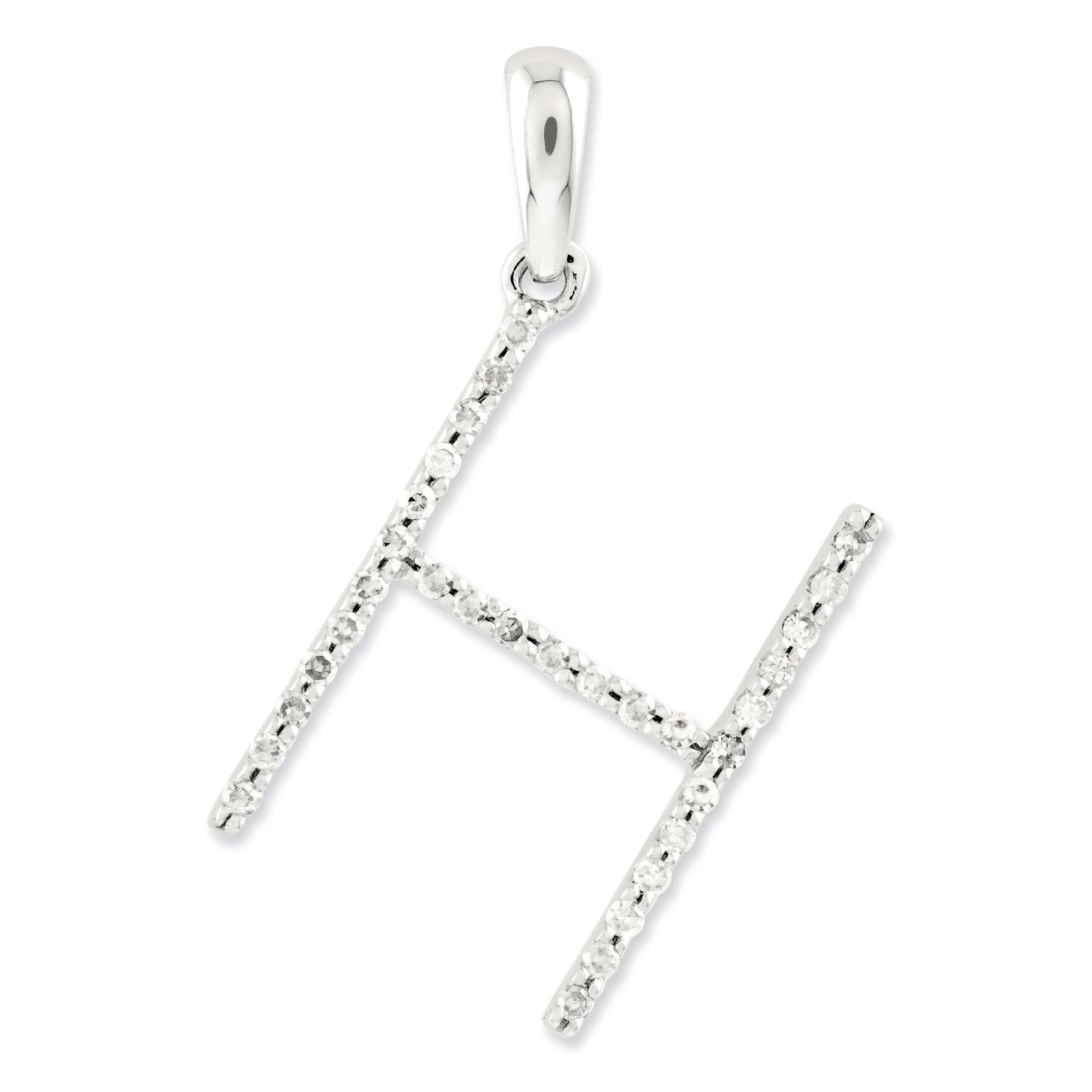 0.1 Carat 14K White Gold Diamond Initial H Pendant