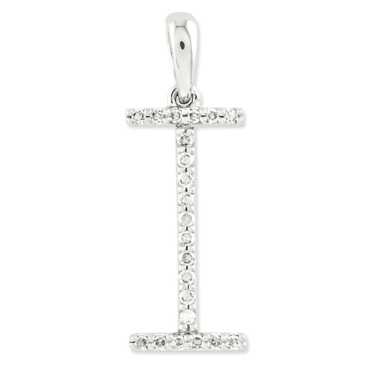 0.1 Carat 14K White Gold Diamond Initial I Pendant