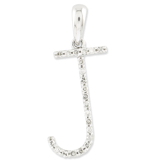 0.1 Carat 14K White Gold Diamond Initial J Pendant