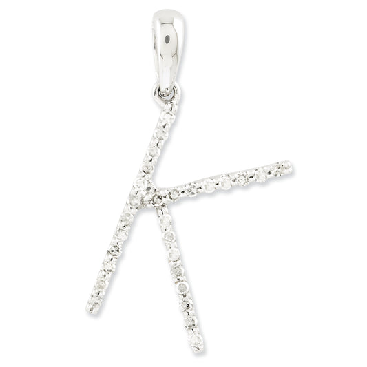 0.1 Carat 14K White Gold Diamond Initial K Pendant