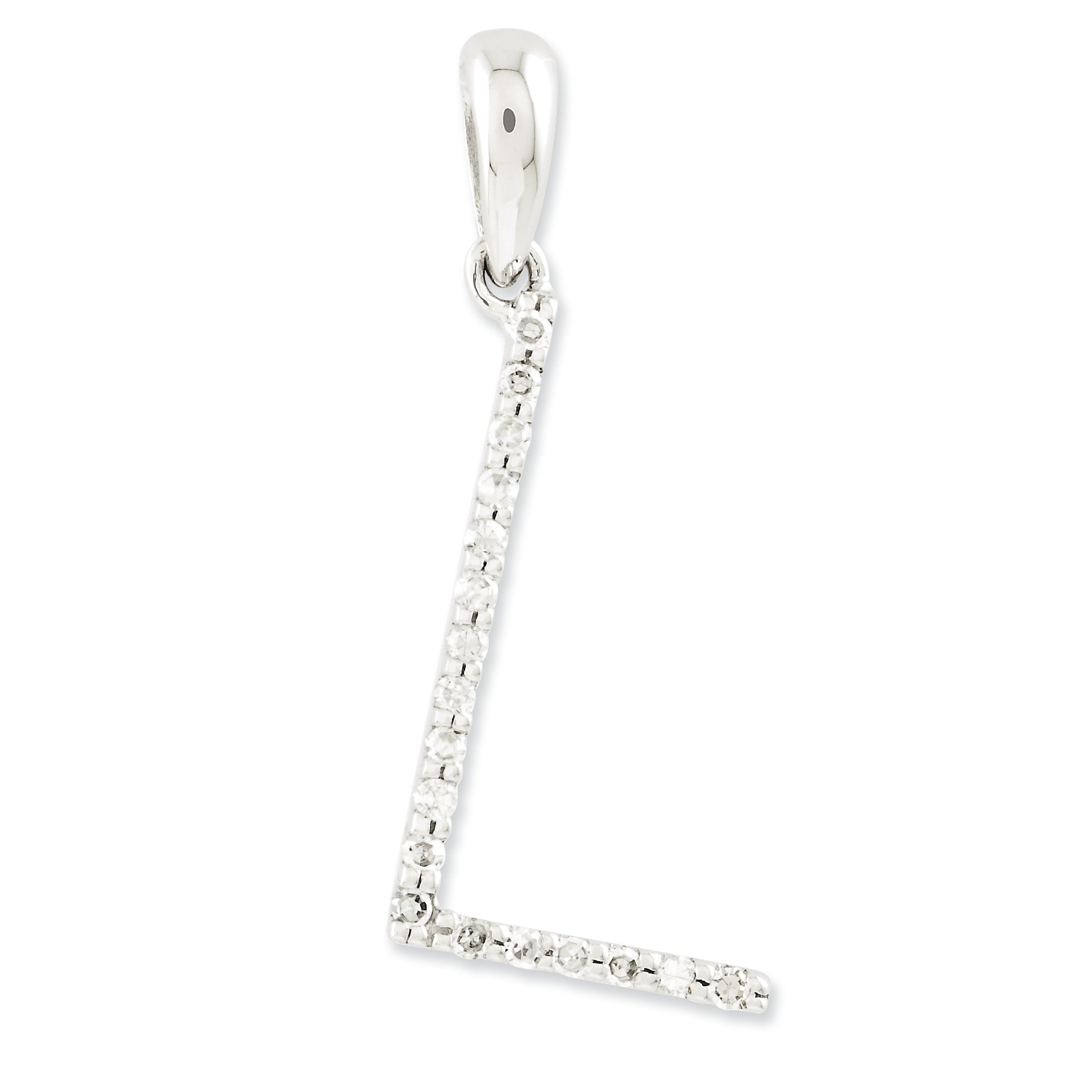 0.1 Carat 14K White Gold Diamond Initial L Pendant