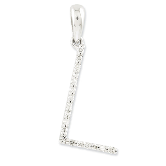 0.1 Carat 14K White Gold Diamond Initial L Pendant
