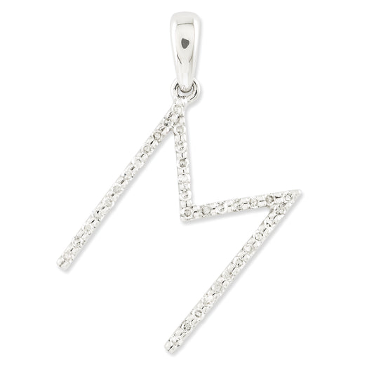 0.1 Carat 14K White Gold Diamond Initial M Pendant