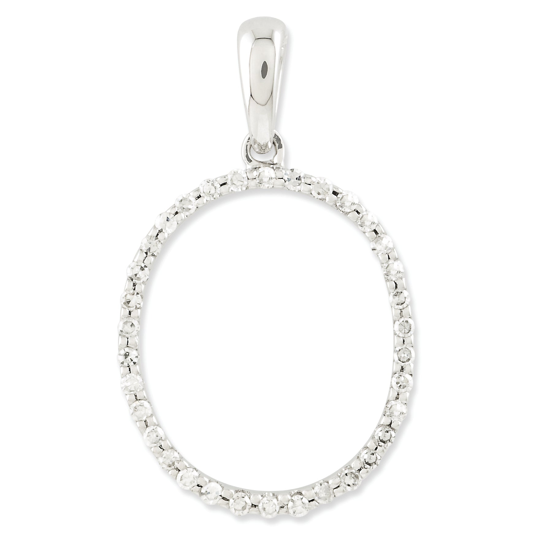 0.1 Carat 14K White Gold Diamond Initial O Pendant
