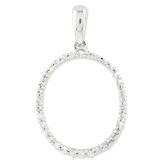 0.1 Carat 14K White Gold Diamond Initial O Pendant