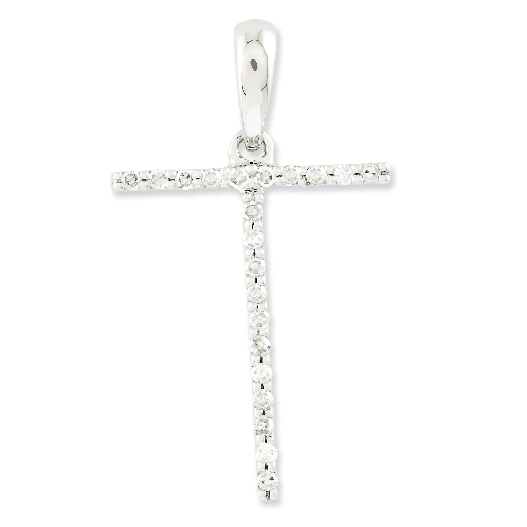 0.1 Carat 14K White Gold Diamond Initial T Pendant