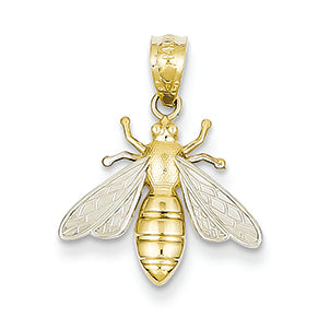 14K Gold & Rhodium Bee Pendant