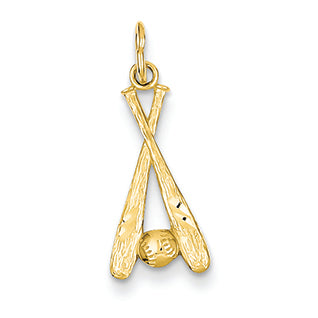 14K Gold Baseball Bats & Ball Pendant