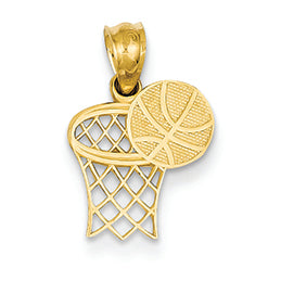 14K Gold Basketball & Hoop Pendant