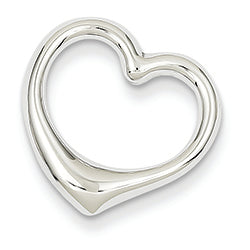 14K White Gold Polished Hollow Heart Pendant Slide